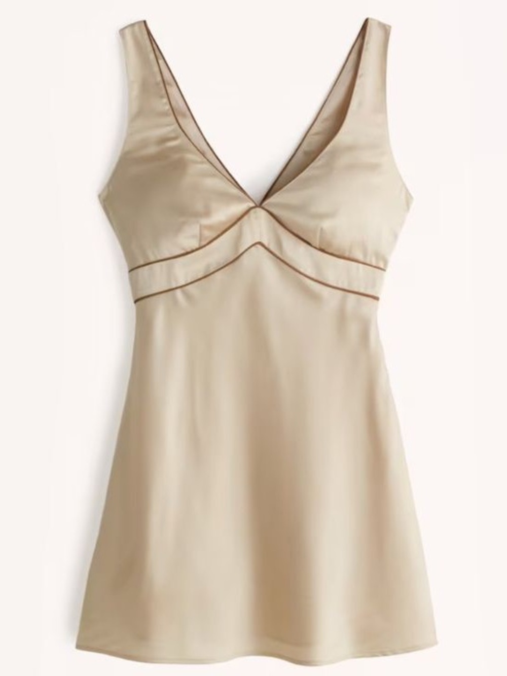 Abercrombie & Fitch satin champagne slip mini dress V-Neck size large tan NWT